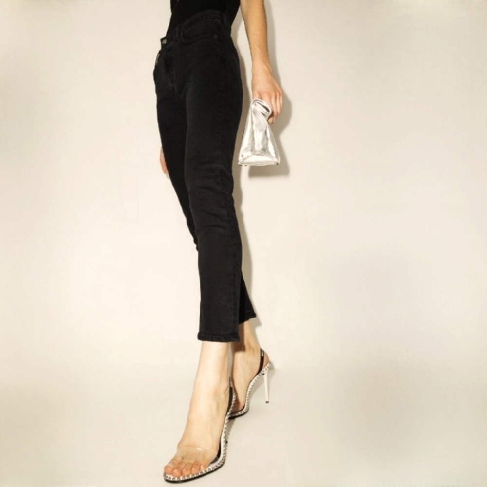 AGOLDE Black Montage Toni Straight Jeans 24